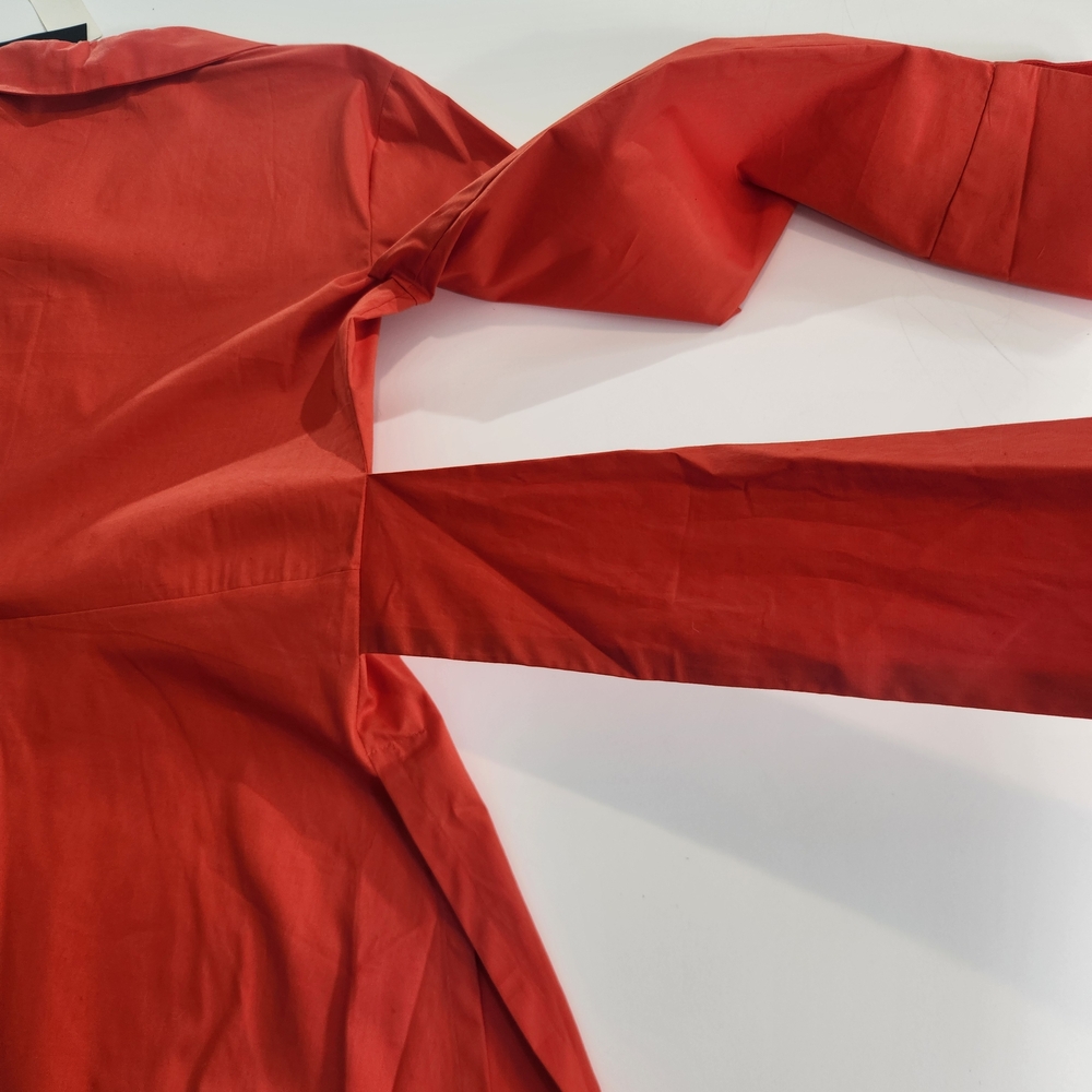 Natori Women's Collared Tunic Blouse Size S Cotton Poplin Tie Front Orange 01 - Picture 12 of 16